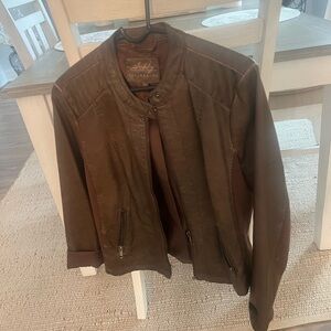 Sebby Women's Classic faux leather Brown Jacket